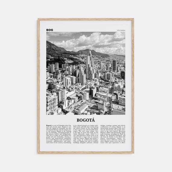 Bogota Black and White Travel Poster, Colombia
