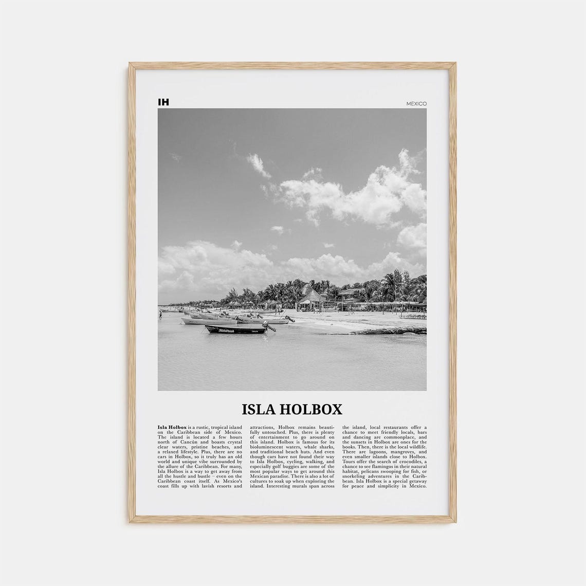 Isla Holbox Black And White Travel Poster