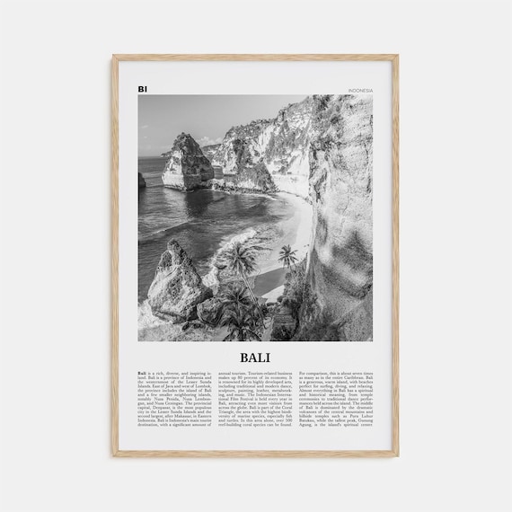 Bali Black and White Travel Poster, Asia