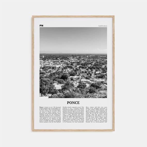 Ponce, Puerto Rico Black and White Travel Poster
