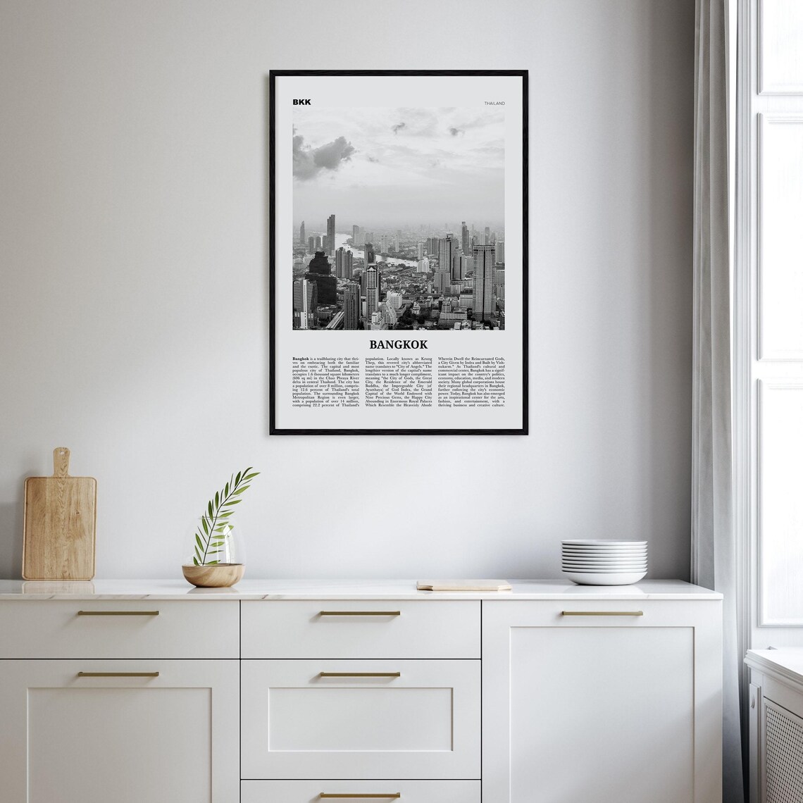 Bangkok Black and White Travel Poster, Thailand - Image 2