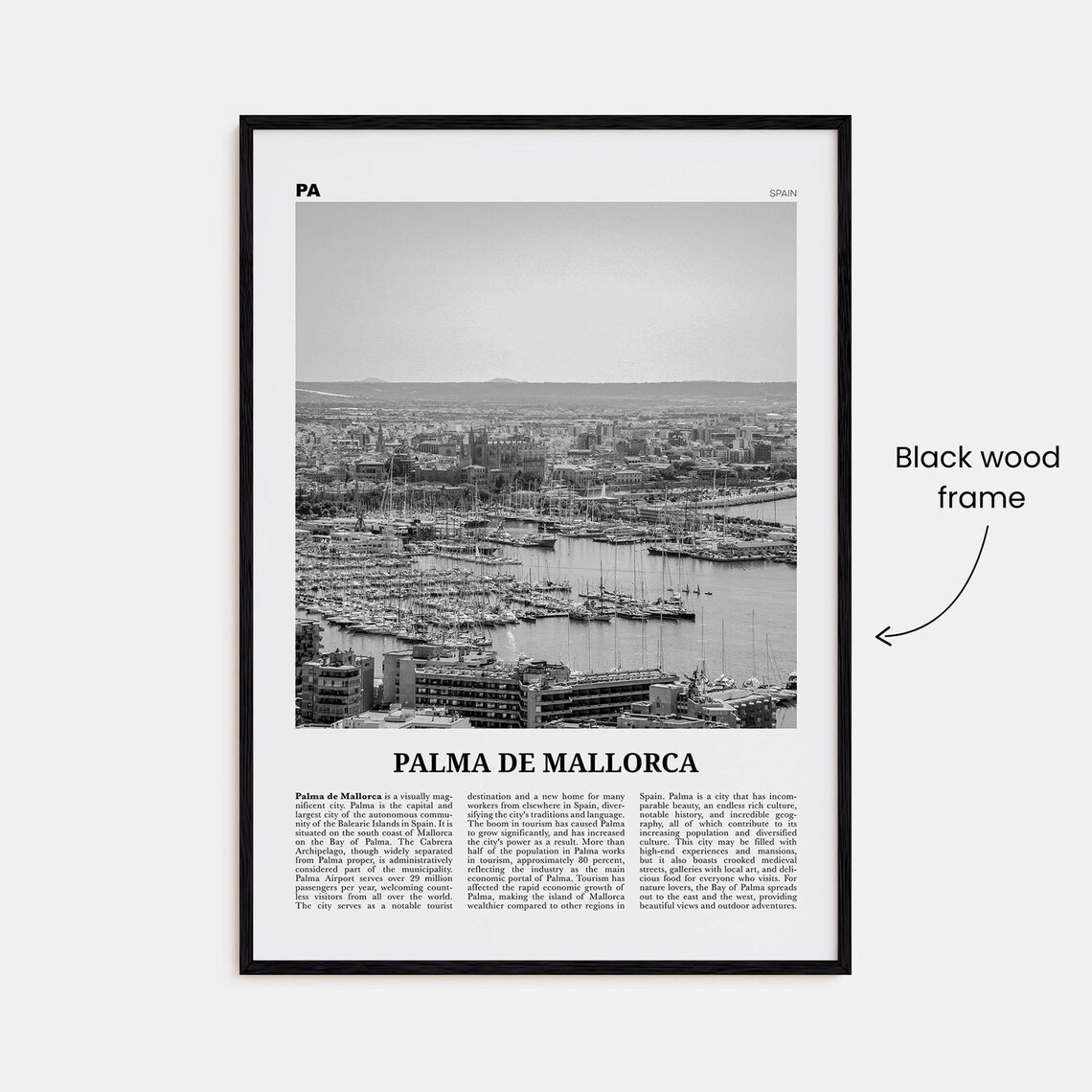 Palma De Mallorca Black And White Travel Poster - Image 3