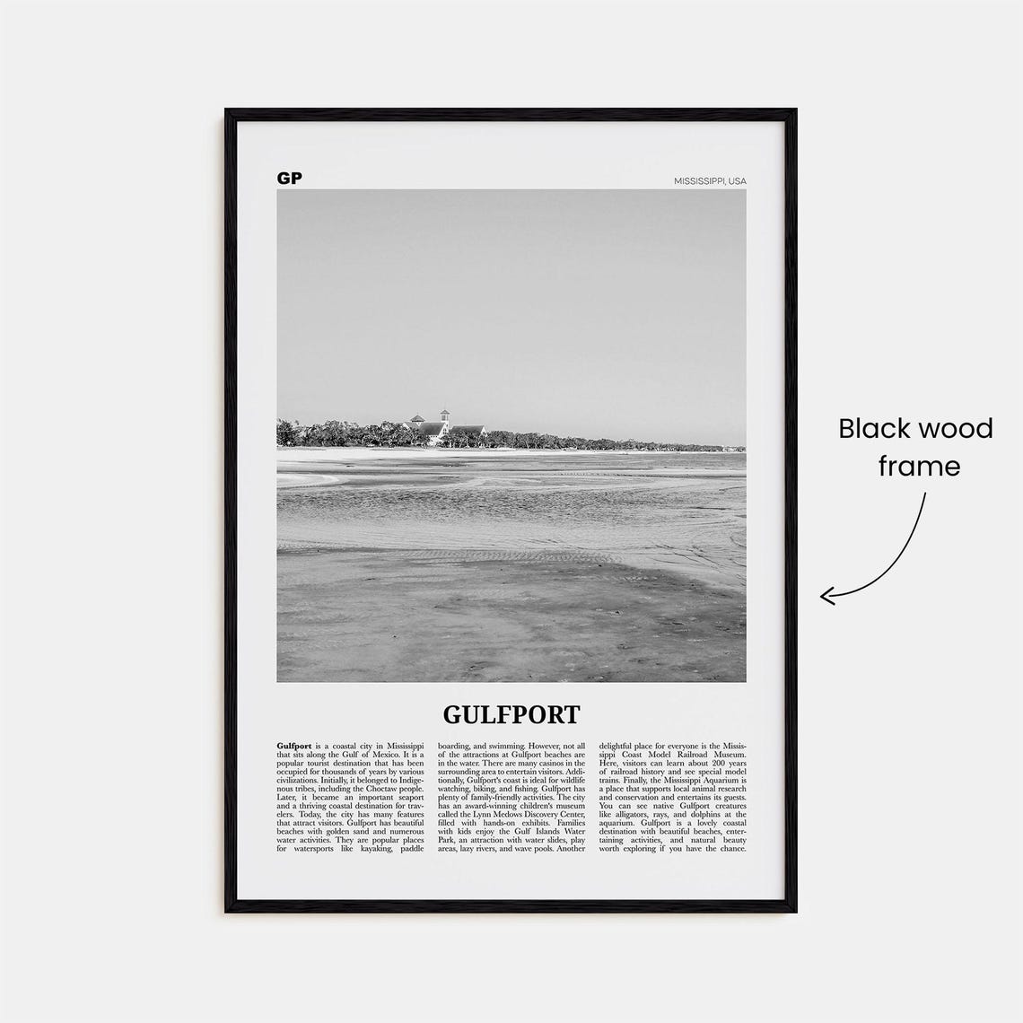 Gulfport Print Black And White Gulfport Wall Art Gulfport Poster Gulfport Photo Gulfport Wall Dcor Gulfport Map Mississippi Usa - Image 3