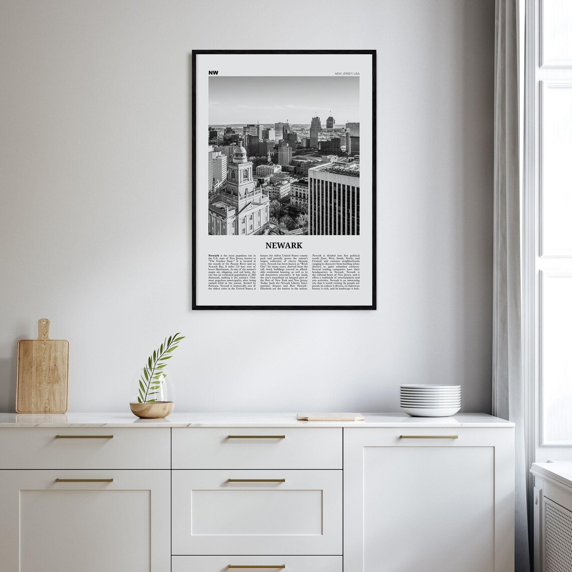 Newark Black and White Travel Poster, New Jersey - Image 2