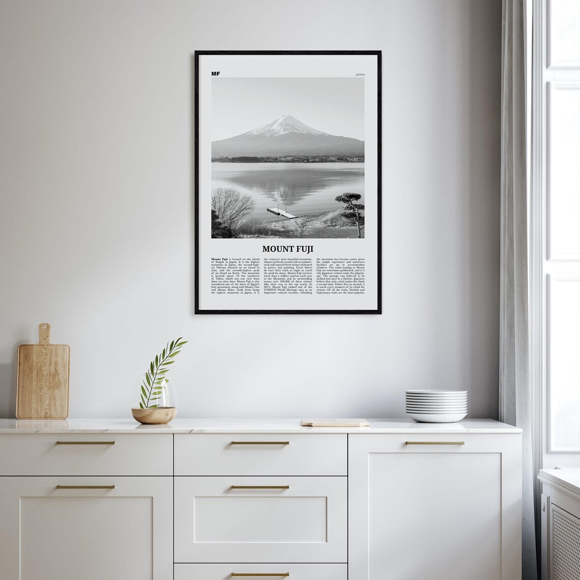 Mount Fuji Black and White Art Print, Japan Landscape - Image 2