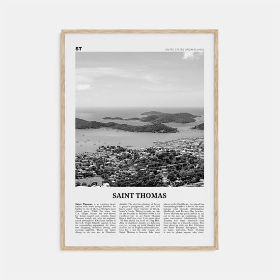 Saint Thomas Black And White Travel Poster