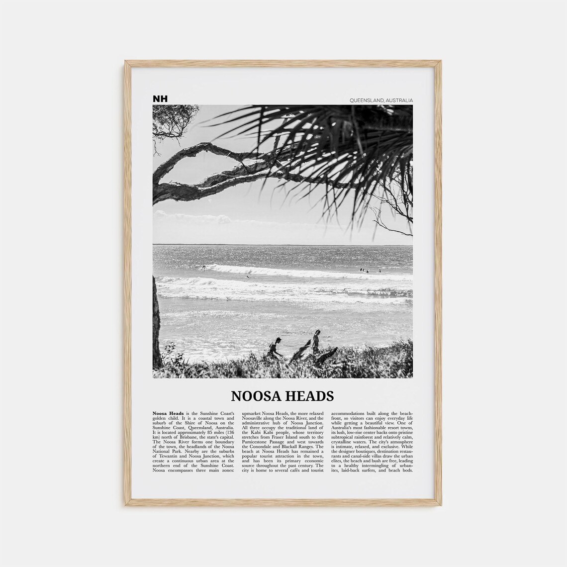 Noosa Heads, Black And White Travel Poster