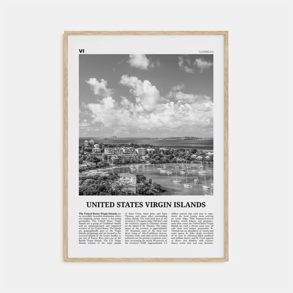 United States Virgin Islands Black And White Travel Poster