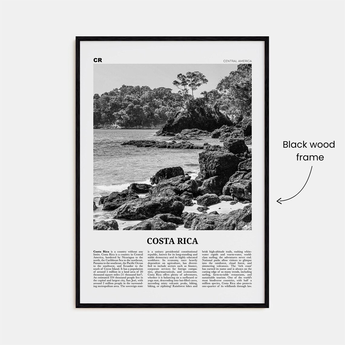 Costa Rica Black and White Wall Art Print, San Jose - Image 3