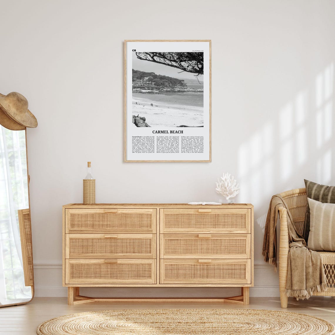 Carmel Beach Black And White Map Poster Print - Image 4