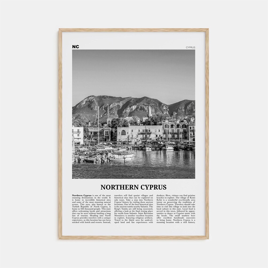 Northern Cyprus Black And White Travel Poster