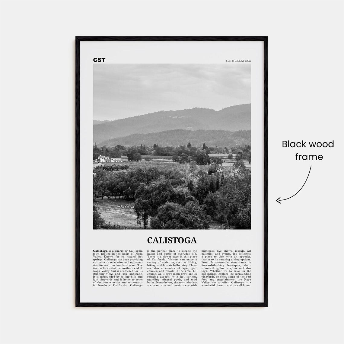 Calistoga Print Black And White Calistoga Wall Art Calistoga Poster Calistoga Photo Calistoga Wall Dcor Calistoga Map California Usa - Image 3