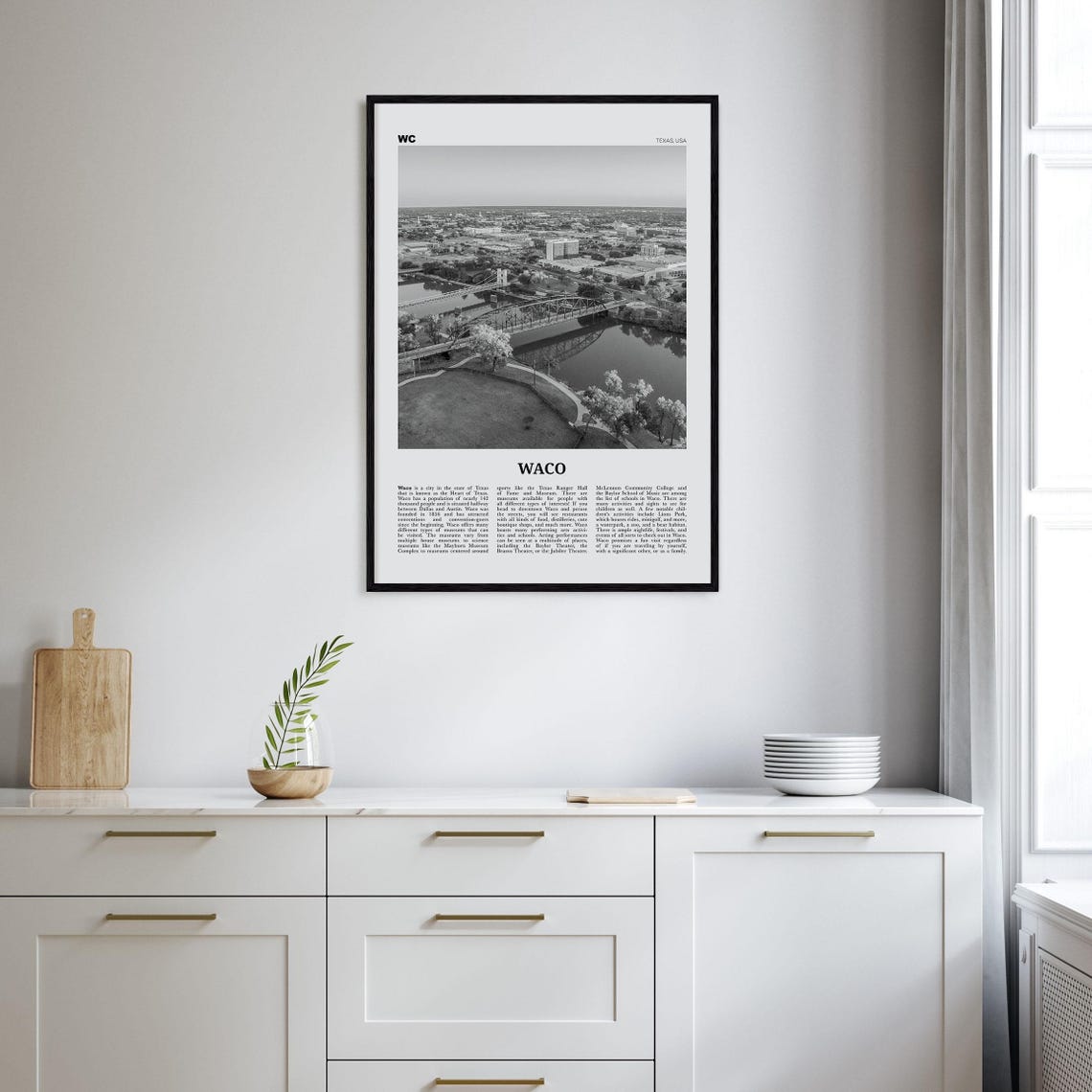 Waco Black and White Travel Poster, Texas USA - Image 2