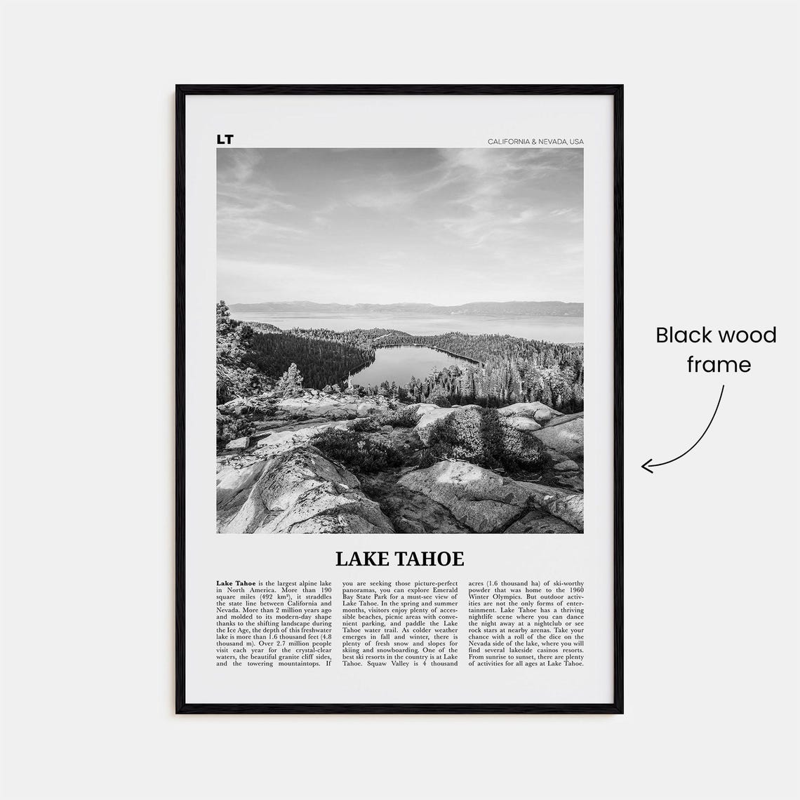 Lake Tahoe Black And White No. 2 Travel Poster - Image 3