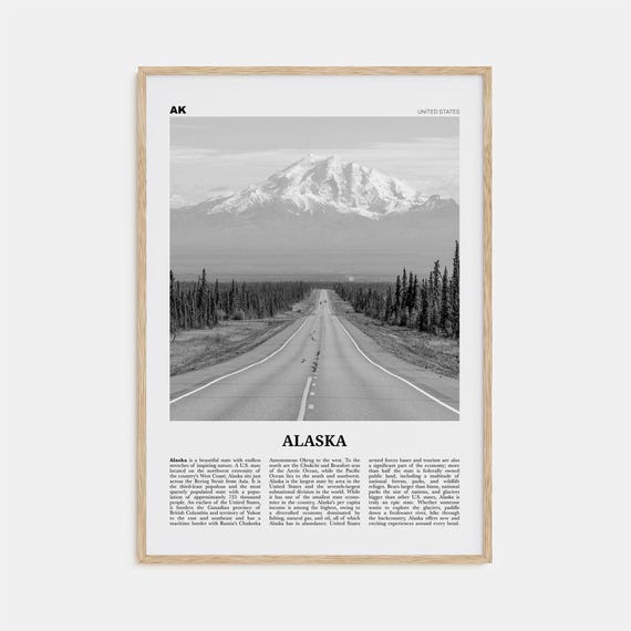 Alaska Black and White Travel Poster, United States