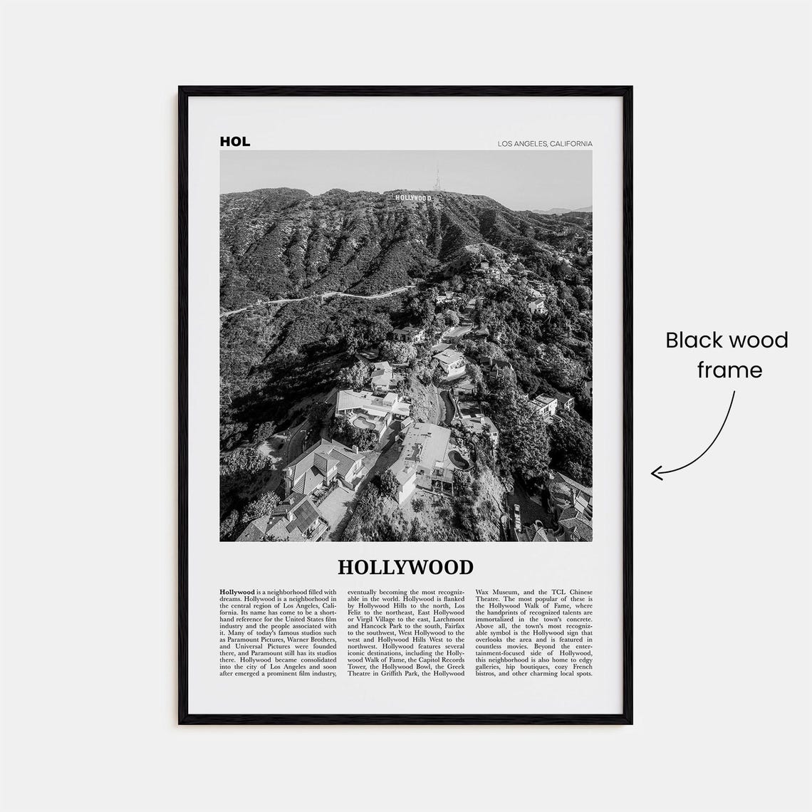 Hollywood Black and White Travel Poster, Los Angeles - Image 3