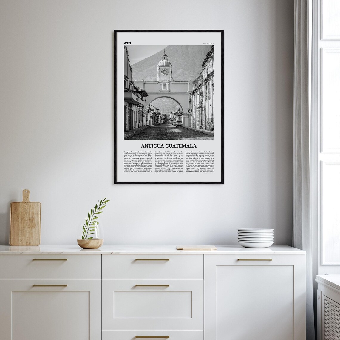 Antigua Guatemala Black and White Travel Poster - Image 2