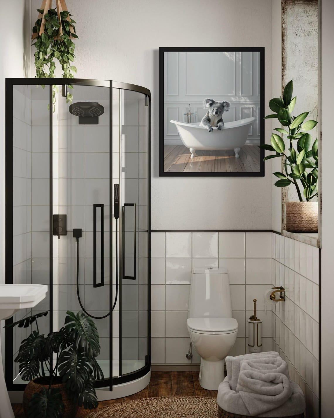 Koala Peeking Over a White Clawfoot Bathtub Elegant Photo Poster - Image 4