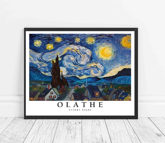 Olathe Starry Night Village Road Tall Cypress Hills View Poster