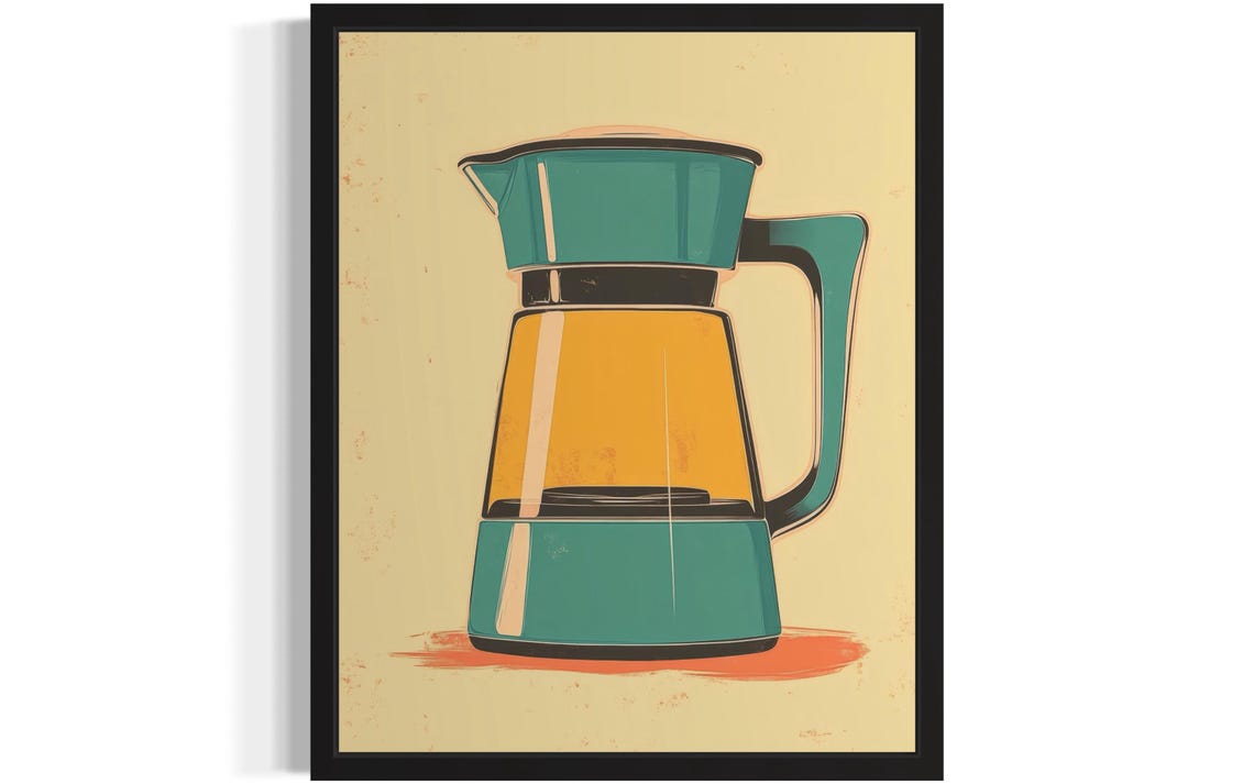 Retro Blender Teal Orange Vintage Kitchen Appliance Pop Art Poster