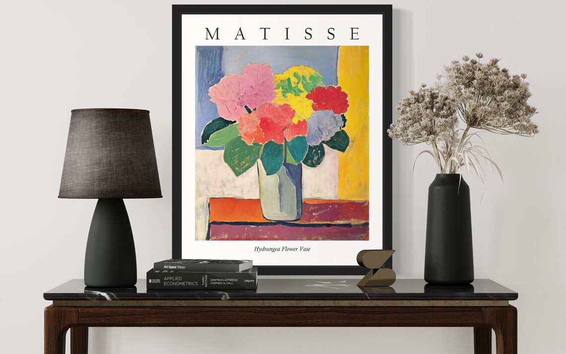 Matisse Style Hydrangea Flower Vase Lush Fauvist Still Life Poster - Image 4
