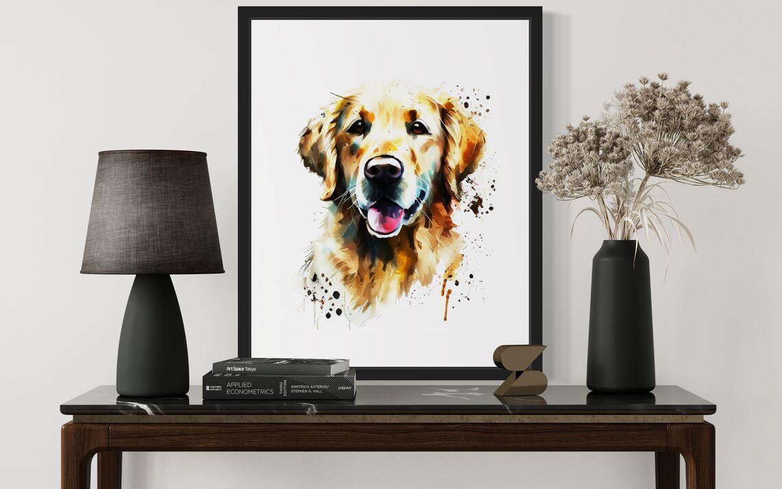 Golden Retriever Happy Smile Watercolor Portrait Dog Art Poster - Image 4