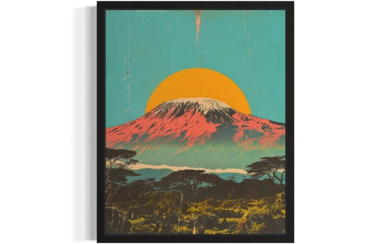 Sunrise Over Kilimanjaro Africa Art Print Wall Art Poster Original Paint Artwork Artwork Decor