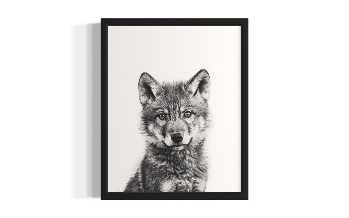 Wolf Animal Black And White Poster Art Print Living Room Wall Original Paint Artwork Decor