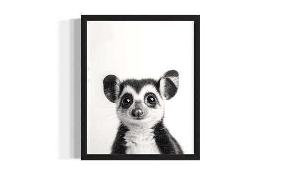 Cute Tiny Baby Possum Black And White Minimalist Portrait Poster