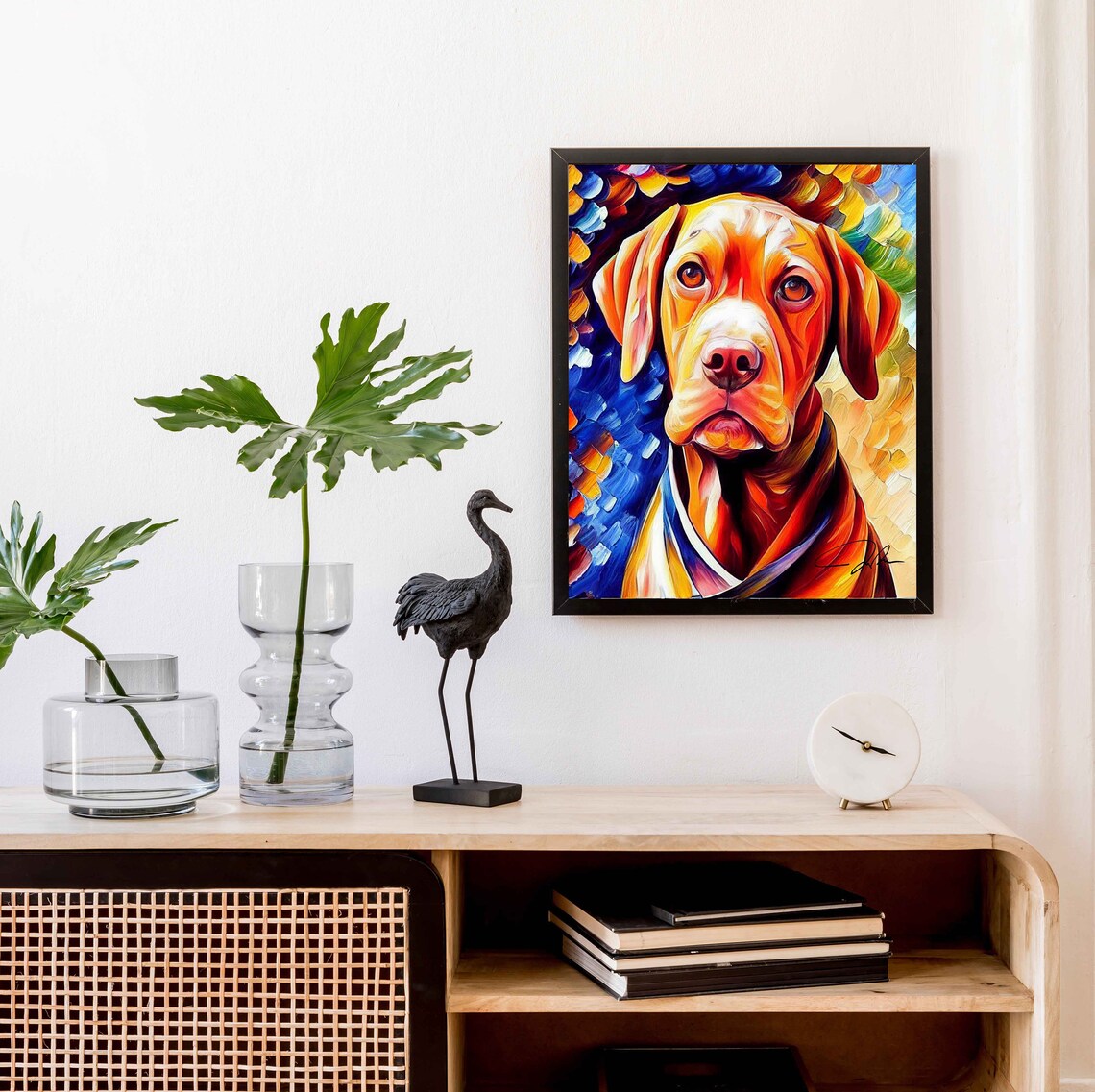 Vizsla Hunting Dog Portrait Bold Colorful Modern Pet Art Poster - Image 2
