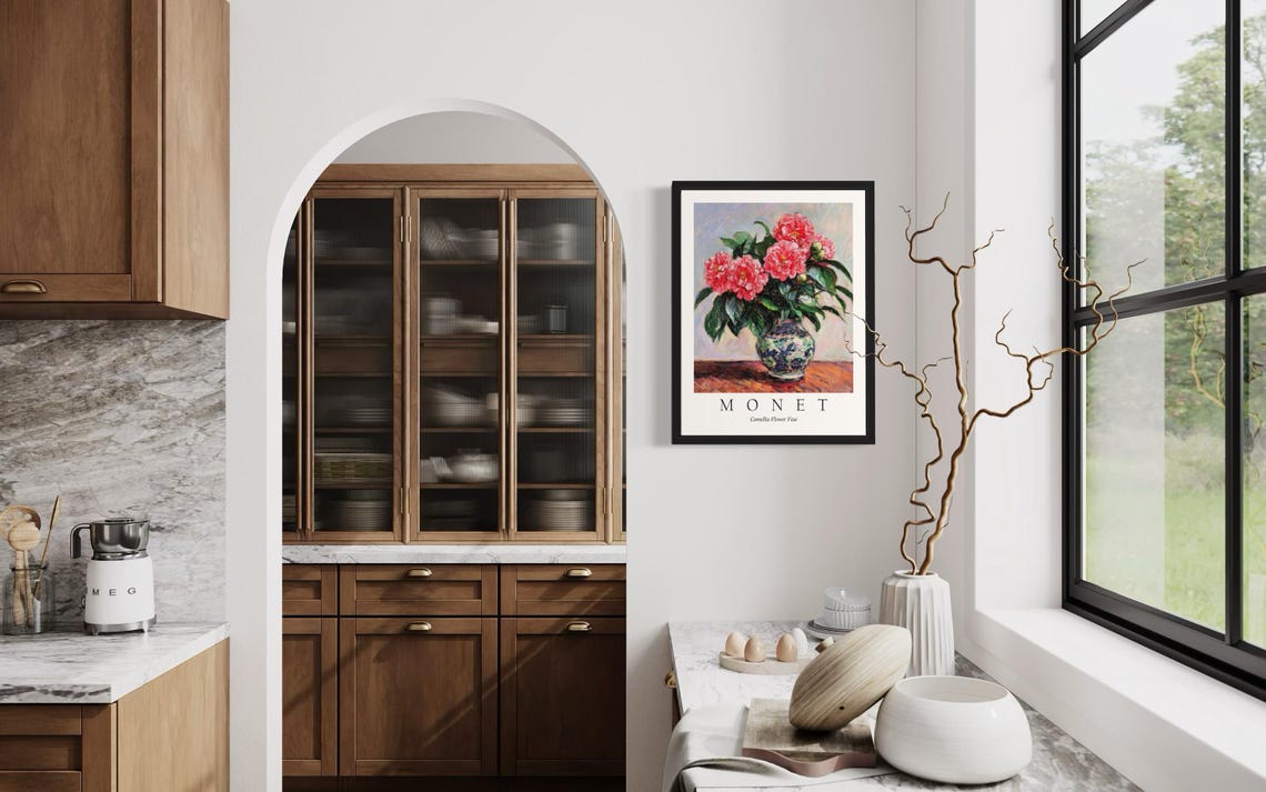 Camellia Flower Vase Pink Blossoms Chinoiserie Vase Art Poster - Image 2