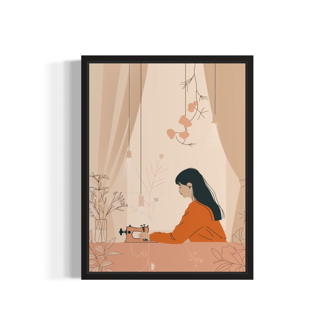 Female Sewing Boho Art Print