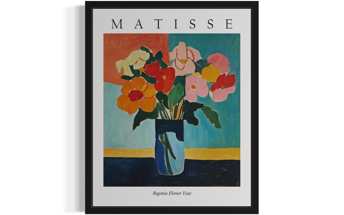 Matisse Style Begonia Flower Vase Fresh Fauvist Still Life Poster