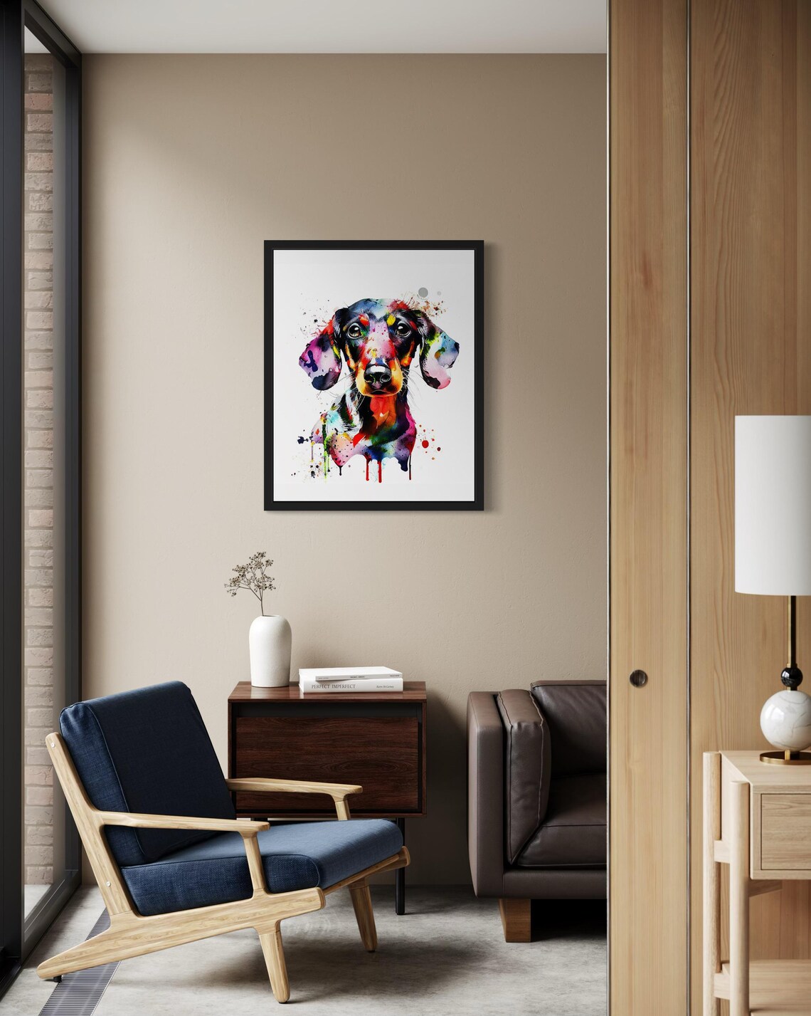 Dachshund Rainbow Watercolor Portrait Color Splash Ink Art Poster - Image 3
