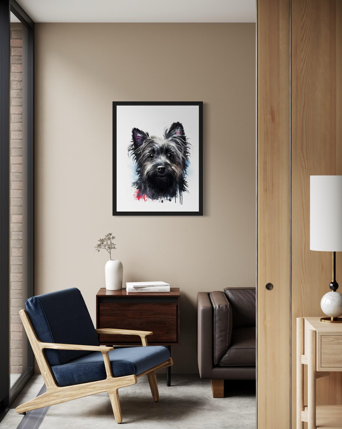 Skye Terrier Small Dark Dog Watercolor Portrait Breed Art Poster - Image 2