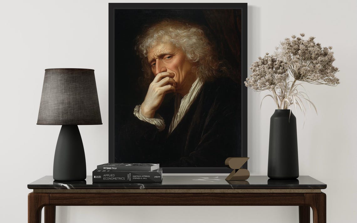 White Haired Isaac Newton Style Scholar Holding Nose Funny Poster - Image 4