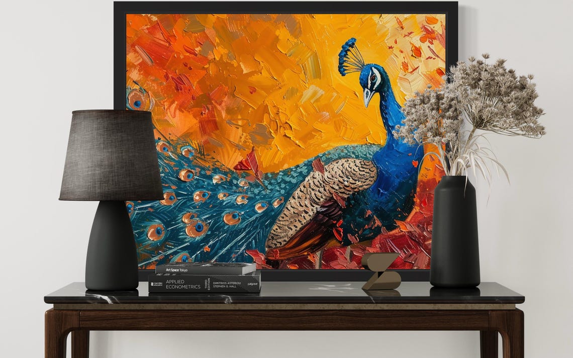 Peacock Abstract Art Print, Bird Decor - Image 3