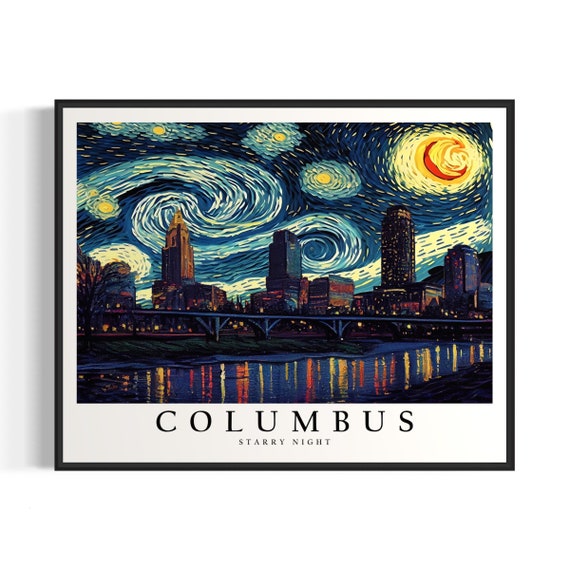 Columbus Starry Night Art Print Van Gogh Columbus Poster Wall Art Original Columbus Painting Decor