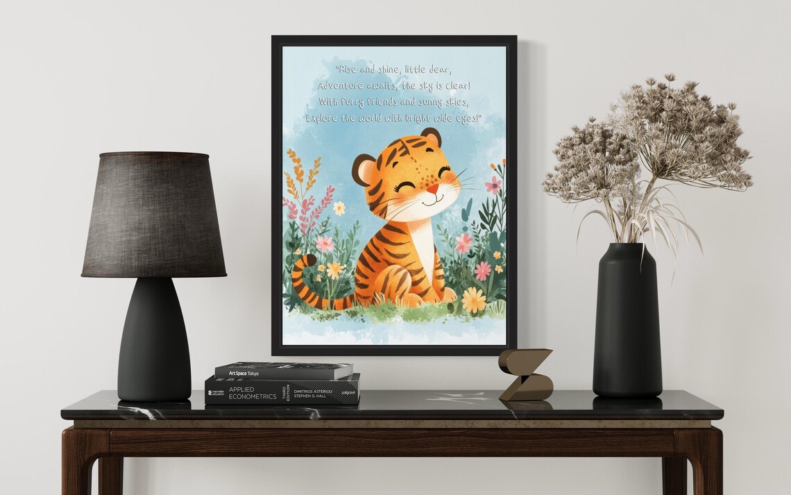 Smiling Tiger Cub with Sweet Adventure Poem Nursery Wall Poster - Image 2