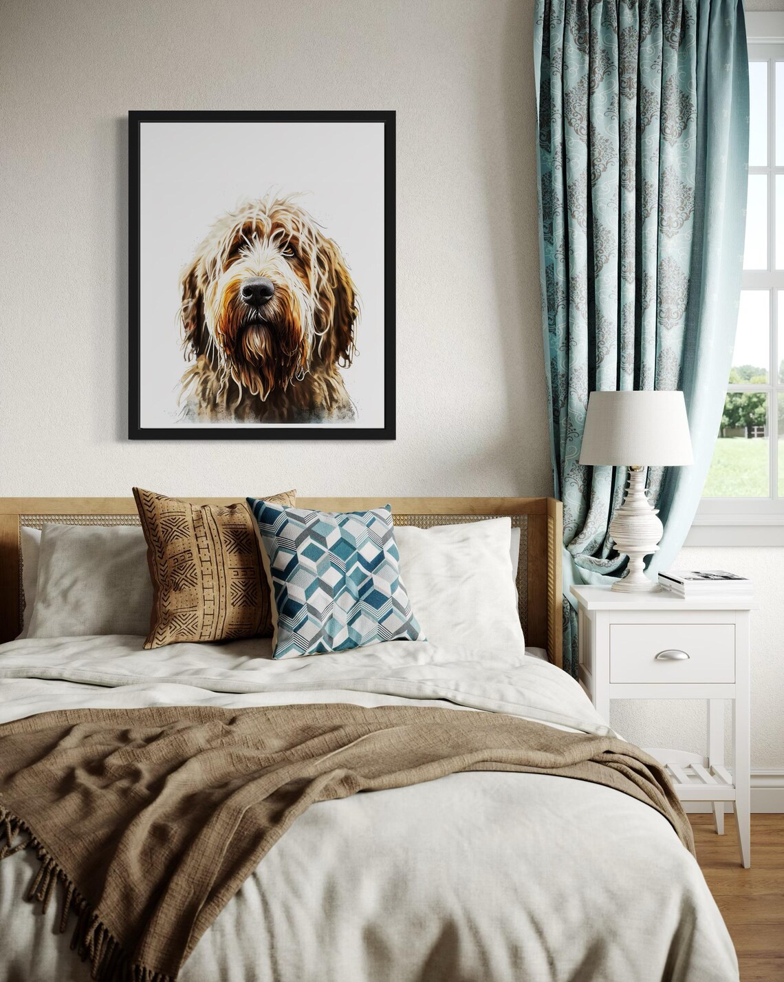 Shaggy Otterhound Dog Warm Brown Coat Watercolor Portrait Poster - Image 4