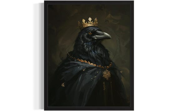 Crow King Vampire Art Print Poster Gothic Original Artwork Crow King Portrait Vintage Prints Decor