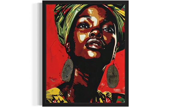 African Woman Art Print Wall Art Poster Original Paint Artwork Artwork Decor