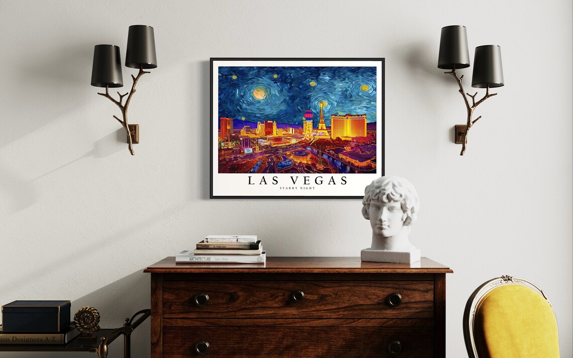 Las Vegas Starry Night Skyline Van Gogh City Lights Travel Poster - Image 4