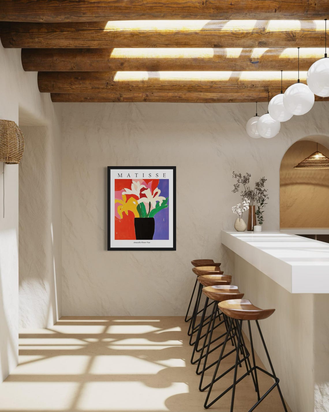 Matisse Style Amaryllis Flower Vase Dramatic Fauvist Still Life Poster - Image 4