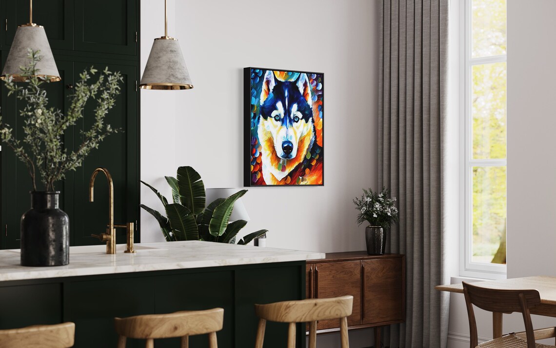 Siberian Husky Dog Blue Eyes Colorful Abstract Portrait Art Poster - Image 4