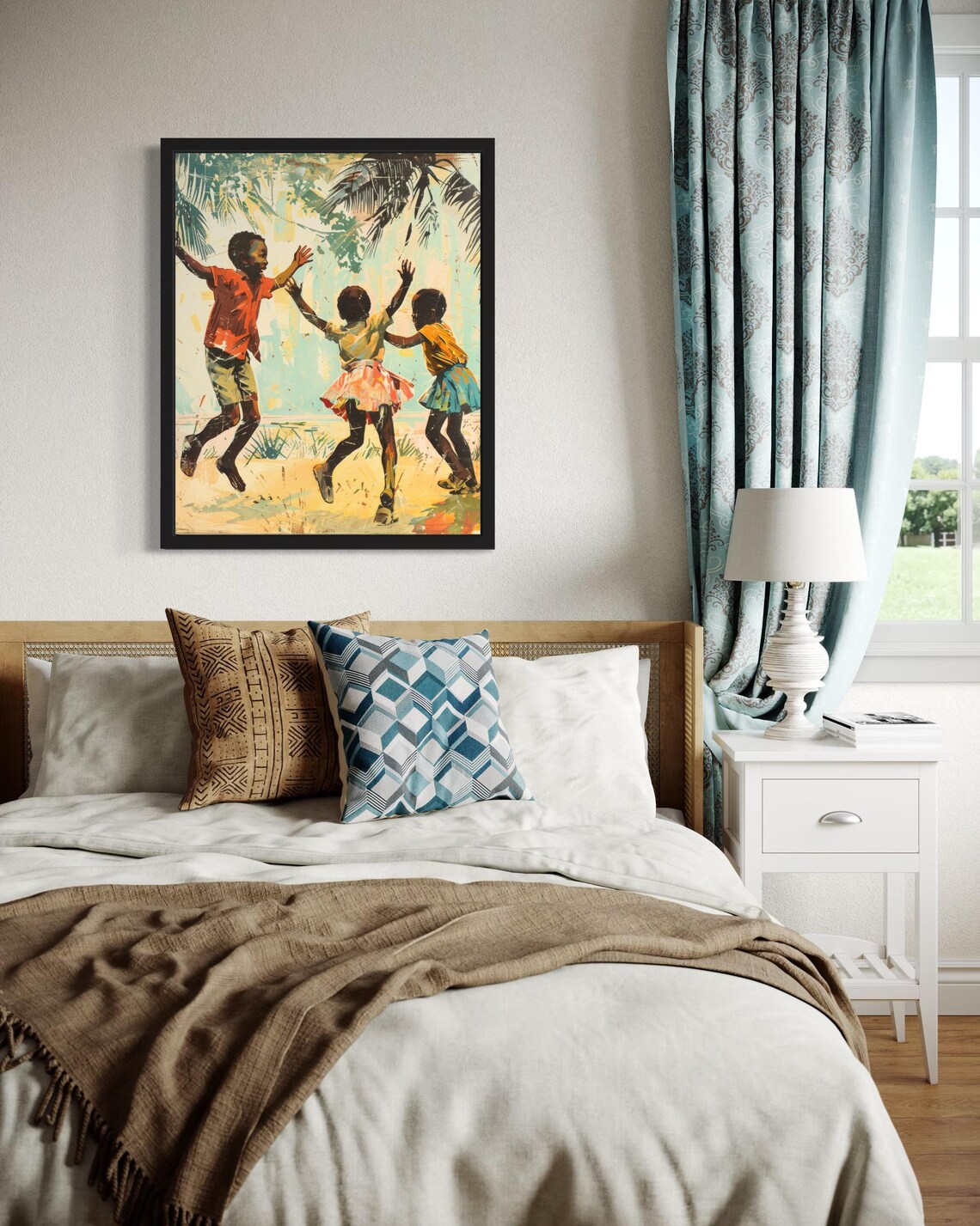 African Kids Art Print, Original Paint Artwork - Image 4