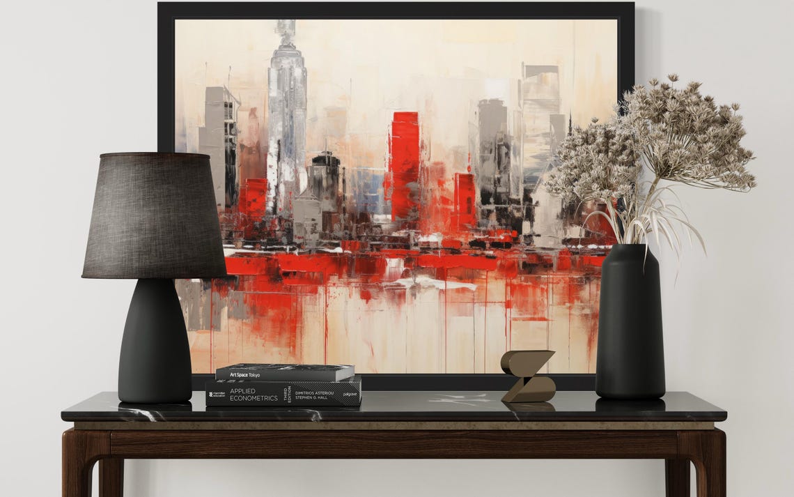 Red Skyline Abstract Travel Poster - Image 3