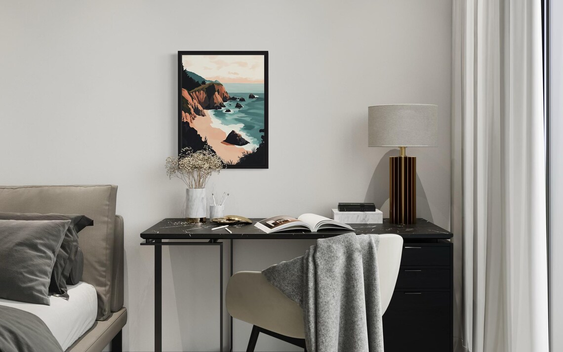 Big Sur Abstract Boho Poster Print, Bathroom Decor - Image 3