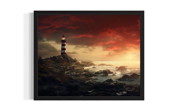 Lighthouse Abstract Art Print Wall Art Poster Original Paint Artwork Artwork Decor