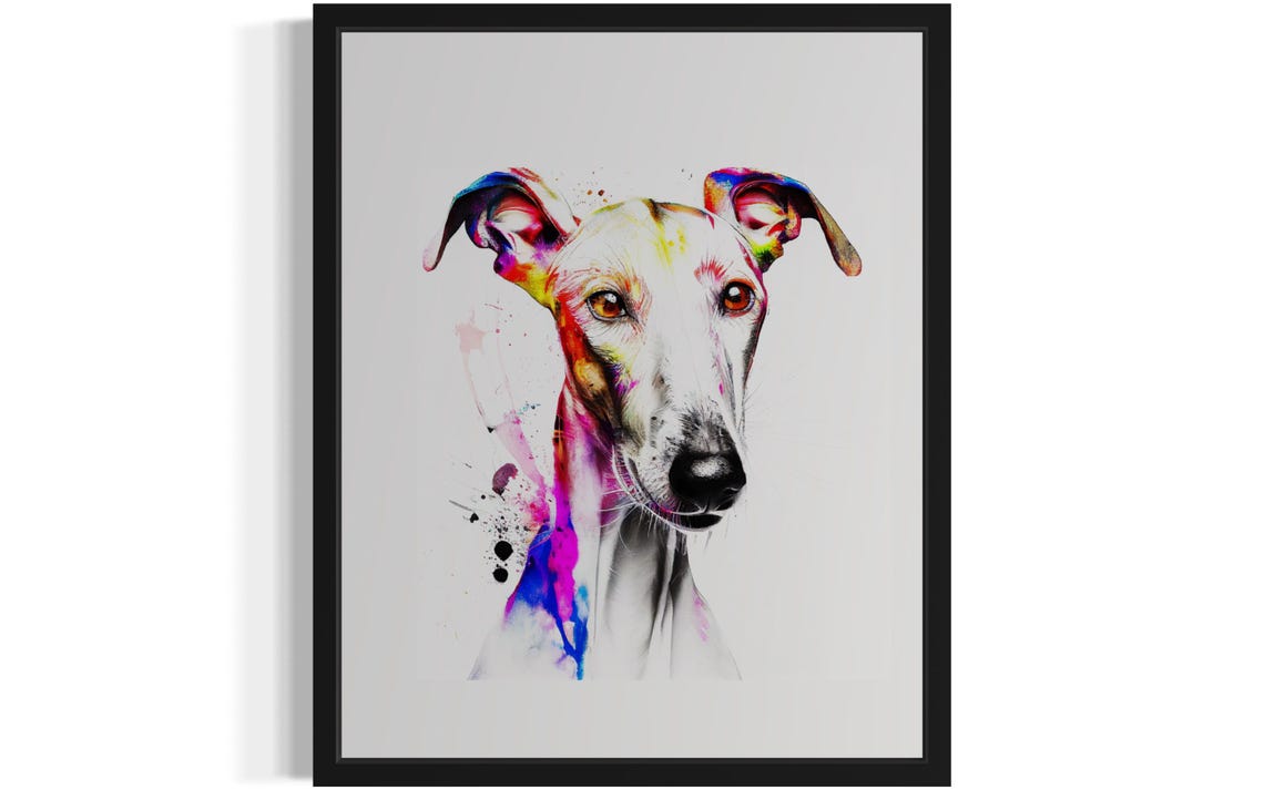 Ibizan Hound Rainbow Watercolor Portrait Sighthound Breed Poster